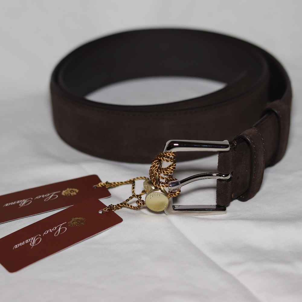Brown Suede Loro Piana Men's Belt Size 34 inches